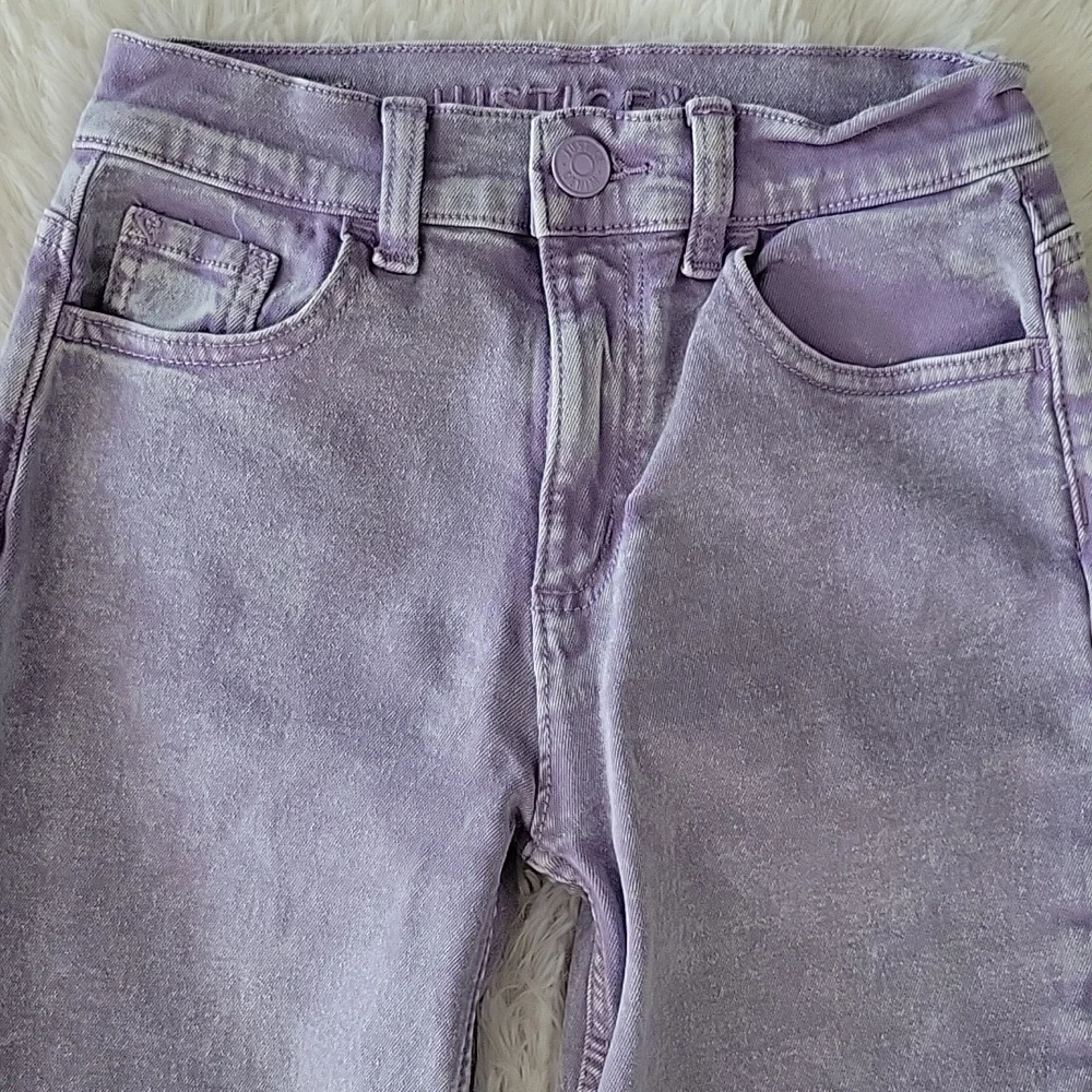 Justice Jeans Bundle 3 Pairs Size 12 Slim Mini Mom Dark, Flippy Sequins, Purple
